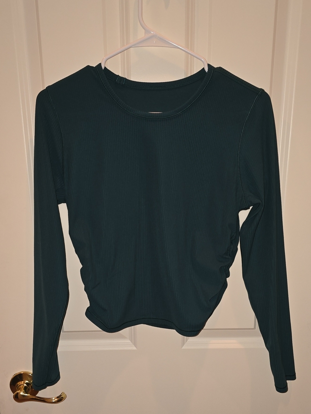 Lululemon Long Sleeve Ribbed Crop Top in Teal/Green